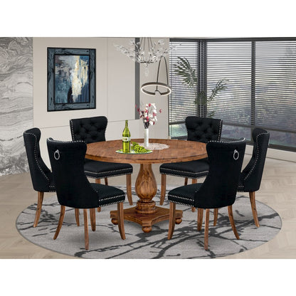 7-Piece Kitchen Table Set In Black Color