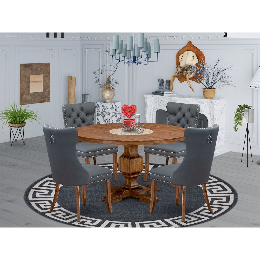 5-Piece Dining Table A Dining Room Table And 4 Platinum Gray Dining Chairs