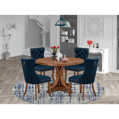 5-Piece Kitchen Table Set In Navy Blue Color