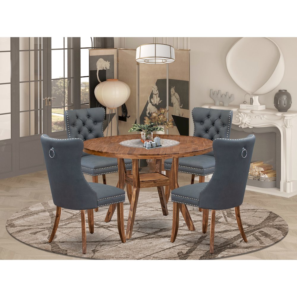 5-Piece Modern Dining Table A Kitchen Table, 4 Platinum Gray Dining Room Chairs