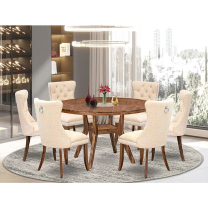 7-Piece Kitchen Table Set In Light Beige Color
