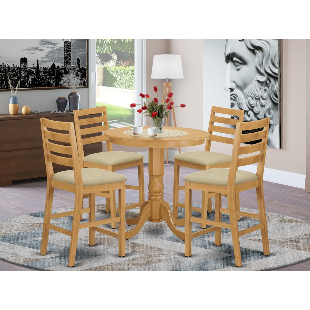 JACF5-OAK-C 5 Pc counter height Dining room set - high Table and 4 counter height Chairs.