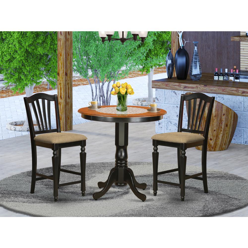 JACH3-BLK-C 3 PC counter height Table and chair set - high Table and 2 counter height Dining chair.