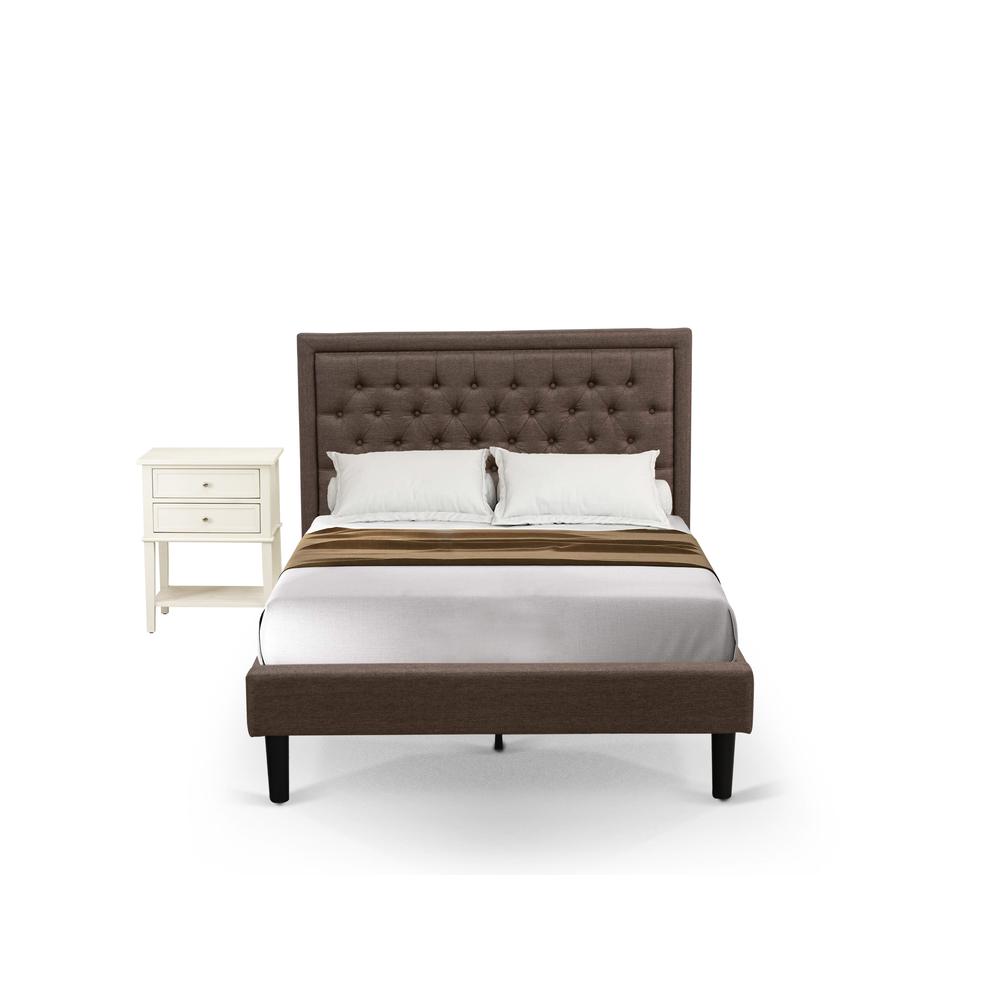 KD18F-1VL0C 2 Piece Full Size Bed Set - Full Size Bed Brown Headboard with 1 Night Stand - Black Finish Legs