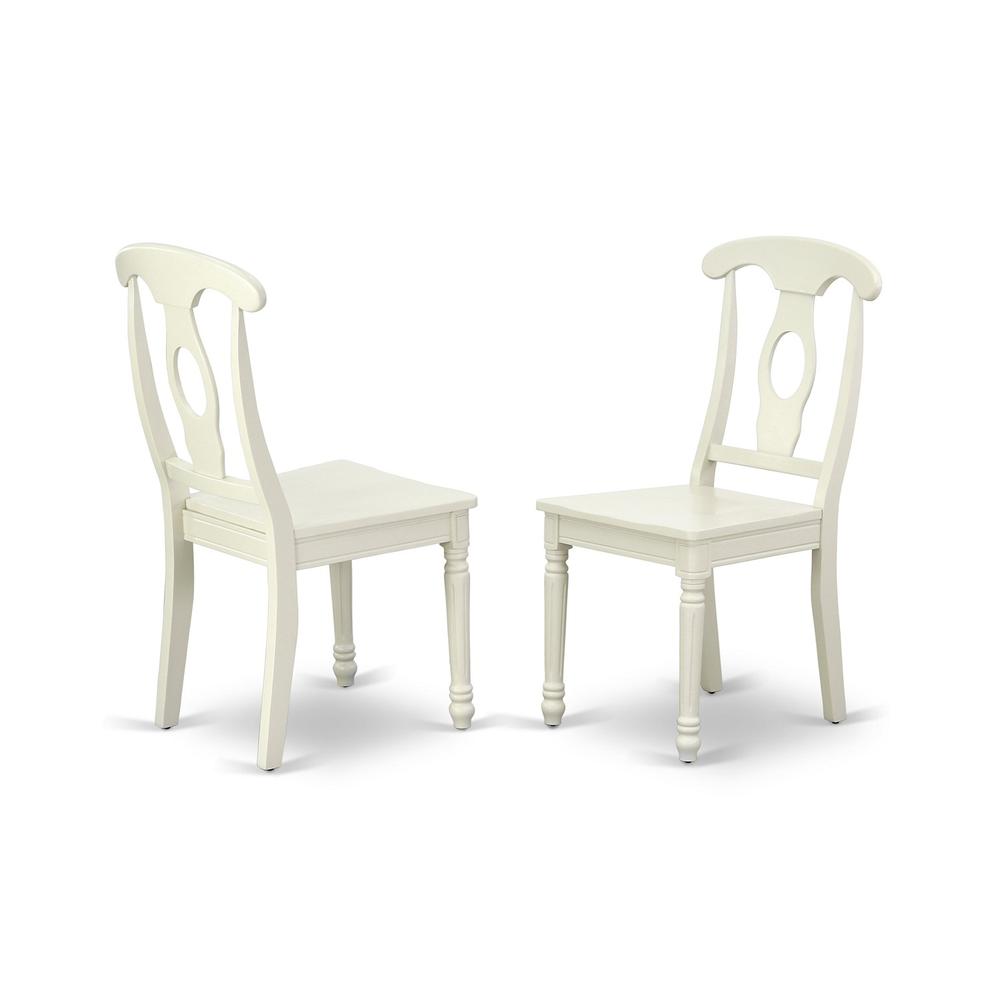 East West Furniture DMKE5-LWH-W 5 Piece Dining Set Consists of 1 Drop Leaves Dining Room Table and 4 Linen White Dining Room Chairs with Napoleon Back - Linen White Finish