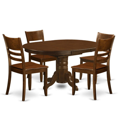 5  Pc  Kenley  Dinette  Table  with  a  Leaf  and  4  Wood  Seat  Chairs