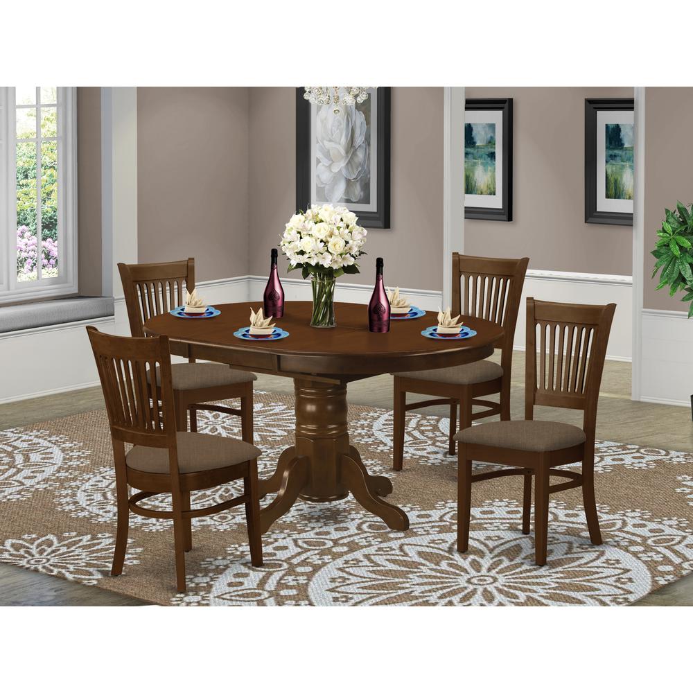 KEVA5-ESP-C 5 Pc set Kenley Kitchen Table with a Leaf and 4 Fabric Seat Chairs