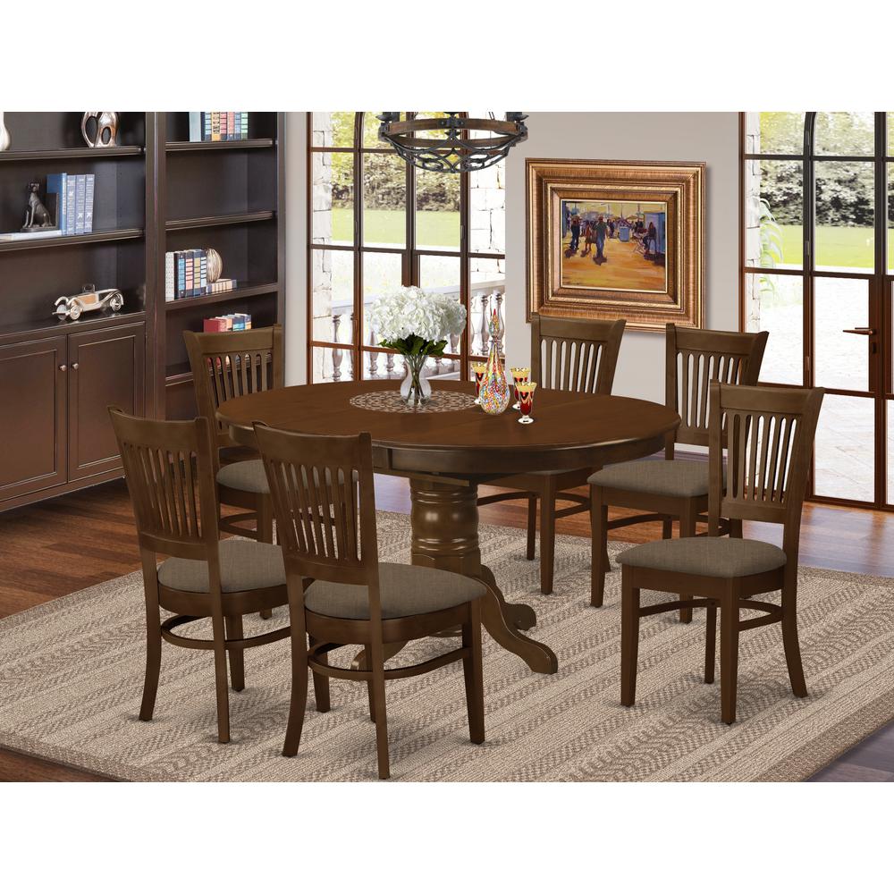 KEVA7-ESP-C 7 Pc set Kenley with a 18" Leaf and 6 Cushion Dinette Chairs
