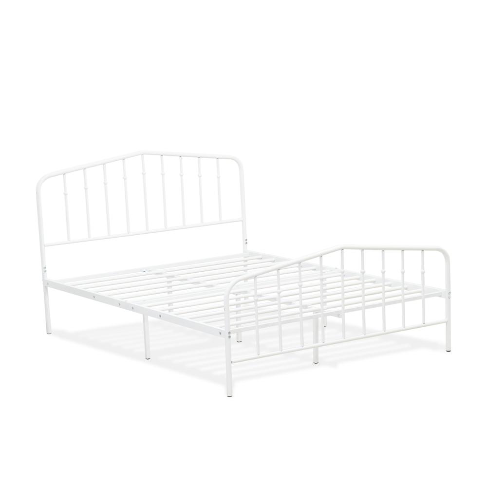 Kemah Queen Platform Bed with 4 Metal Legs - Magnificent Bed in Powder Coating White Color