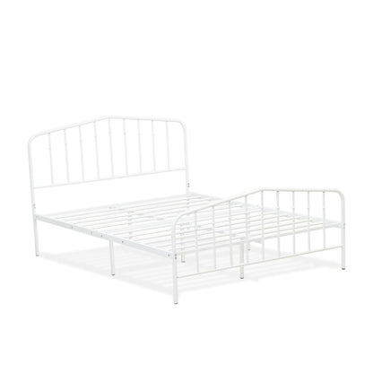 Kemah Queen Platform Bed with 4 Metal Legs - Magnificent Bed in Powder Coating White Color
