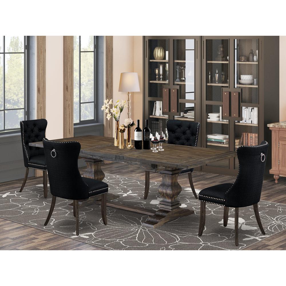 5 Piece Dining Set Consists of a Rectangle Wooden Table with Butterfly Leaf