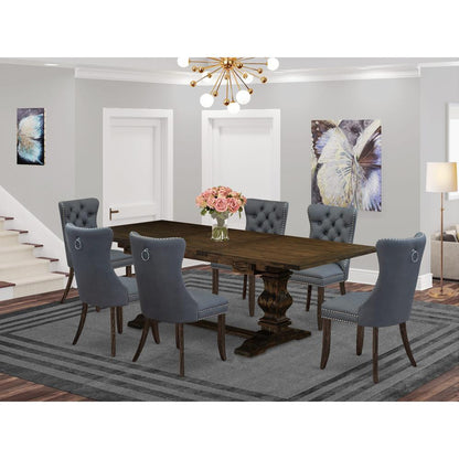 7 Piece Kitchen Set Contains a Rectangle Dining Table with Butterfly Leaf