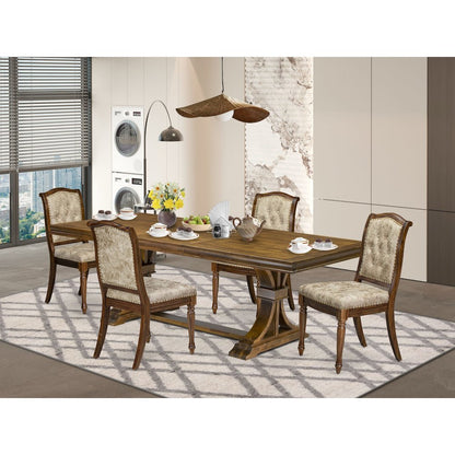 5 Pieces Dining Room set a Rectangular Modern Dining Table and 4 Kitchen Chairs