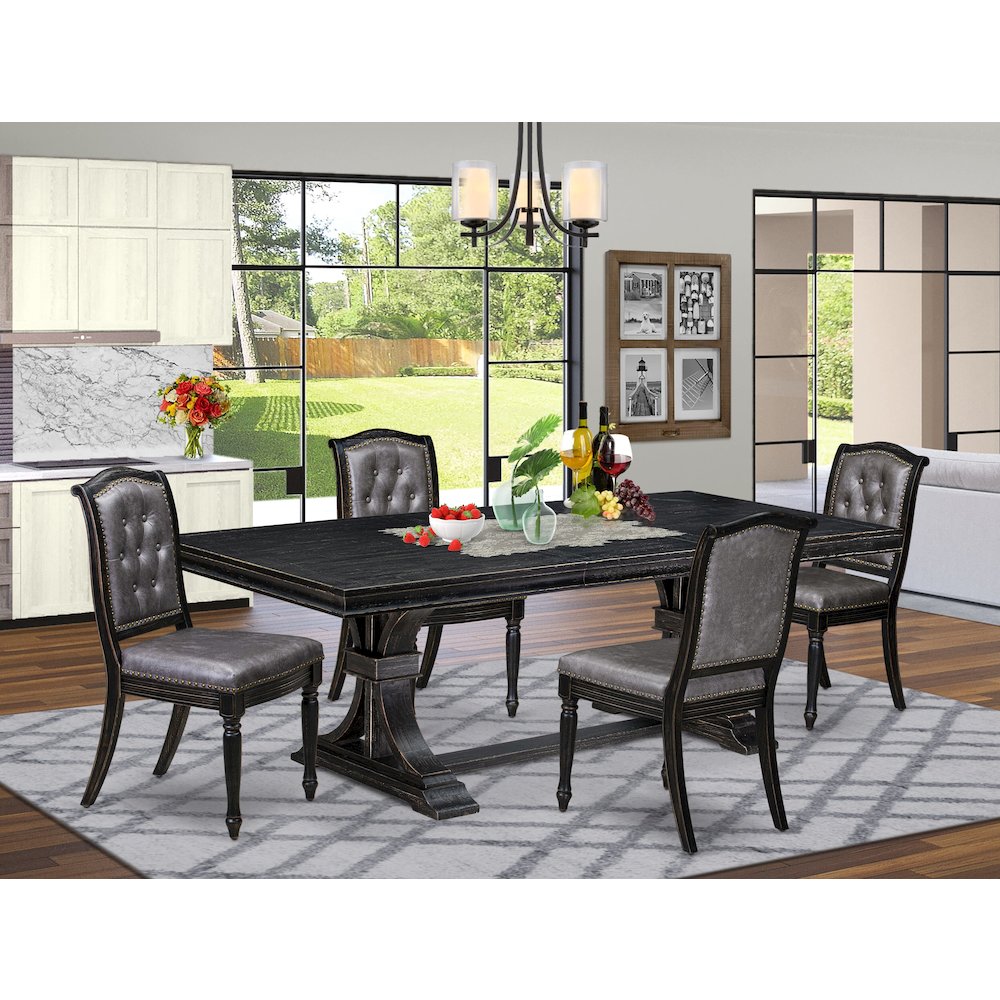 5 piece Modern Dining Set consists of a Dining Table and 4 Dining Chairs