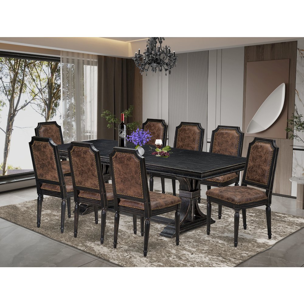 9 piece Modern Dining Table Set includes a Dining Table and 8 Kitchen Chairs