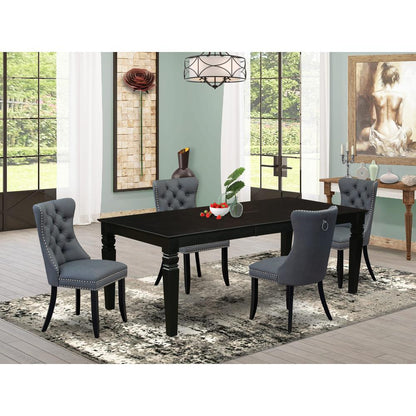 5 Piece Dining Table Set Contains a Rectangle Wooden Table with Butterfly Leaf