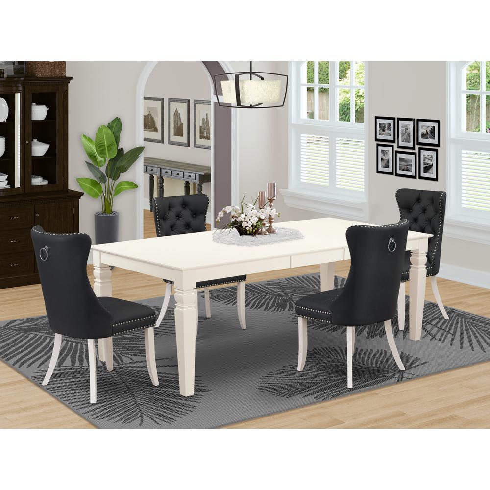 5 Piece Dinette Set Contains a Rectangle Kitchen Table with Butterfly Leaf