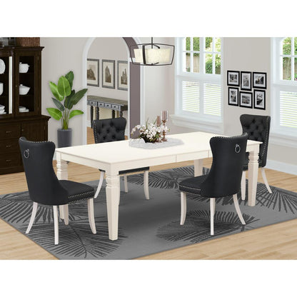 5 Piece Dinette Set Contains a Rectangle Kitchen Table with Butterfly Leaf