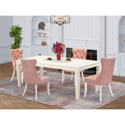 5 Piece Dining Set Contains a Rectangle Kitchen Table with Butterfly Leaf