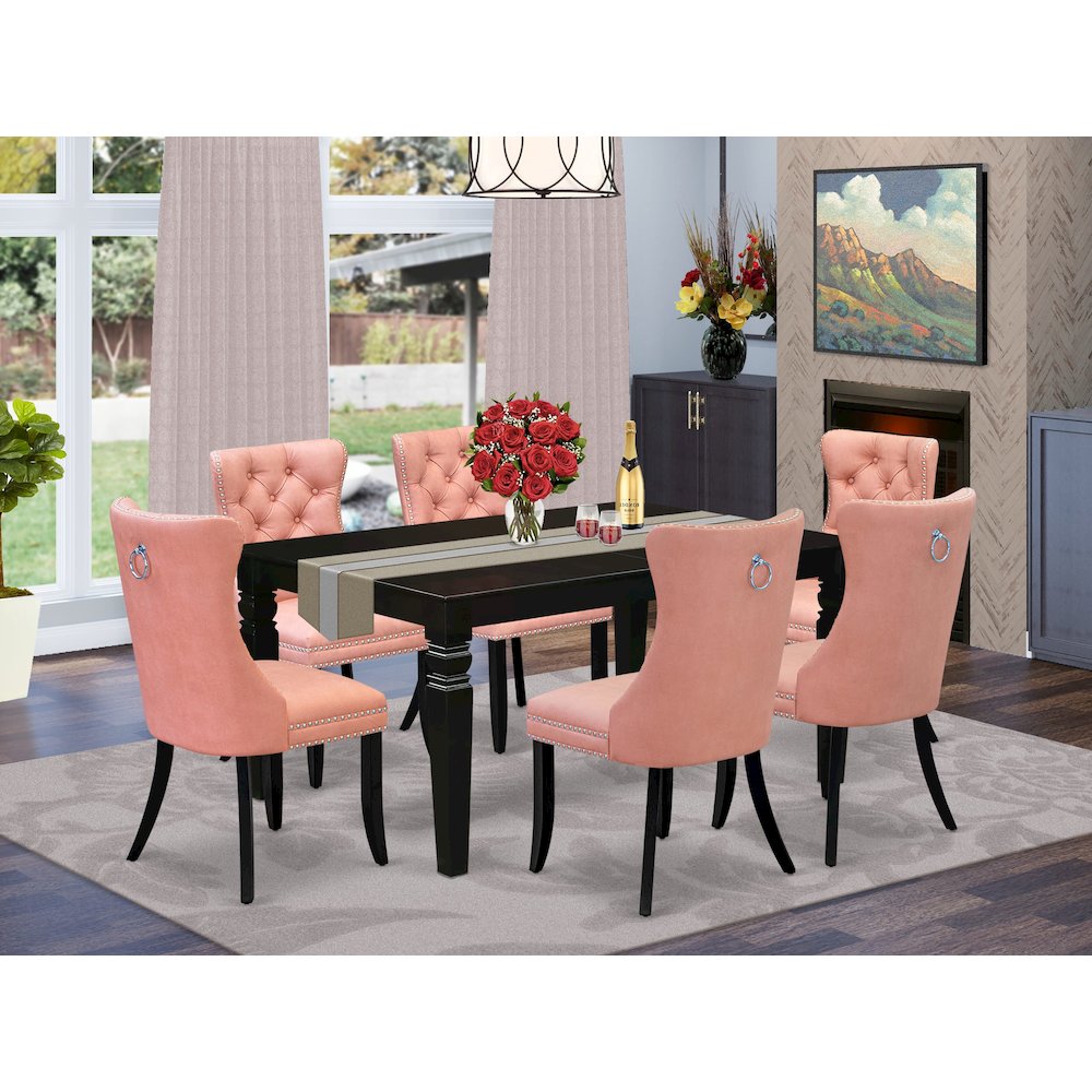 7 Piece Dining Table Set Contains a Rectangle Kitchen Table with Butterfly Leaf