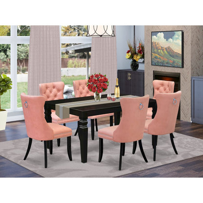 7 Piece Dining Table Set Contains a Rectangle Kitchen Table with Butterfly Leaf