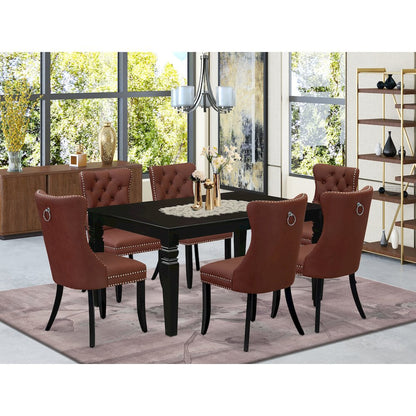 7 Piece Dining Table Set Contains a Rectangle Kitchen Table with Butterfly Leaf