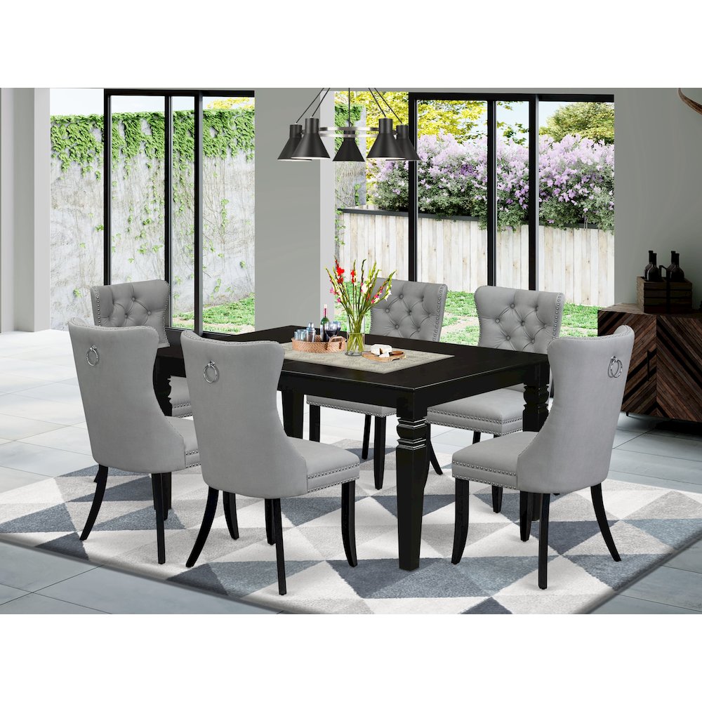 7 Piece Dining Table Set Contains a Rectangle Kitchen Table with Butterfly Leaf