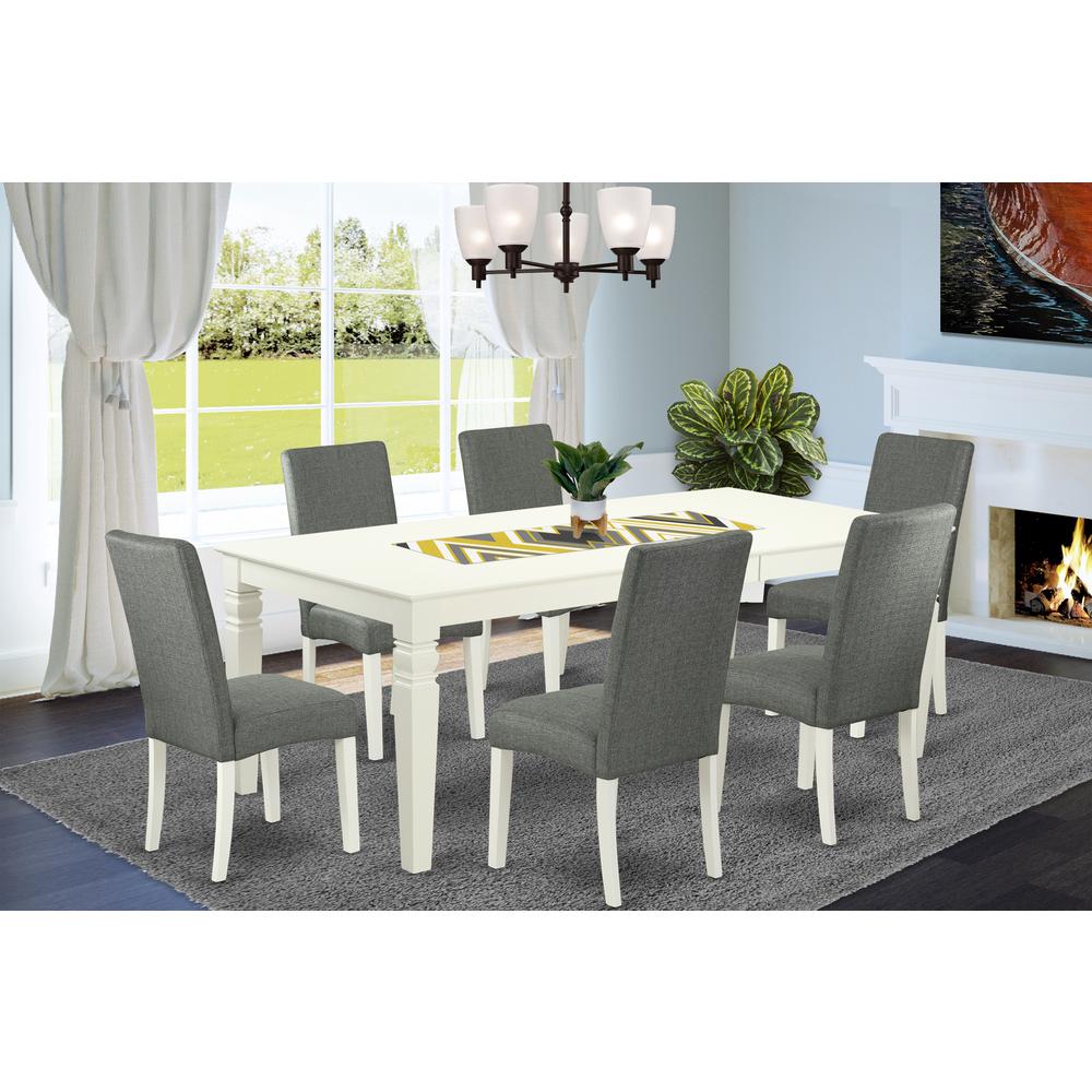 Dining Room Set Linen White, LGDR7-LWH-07