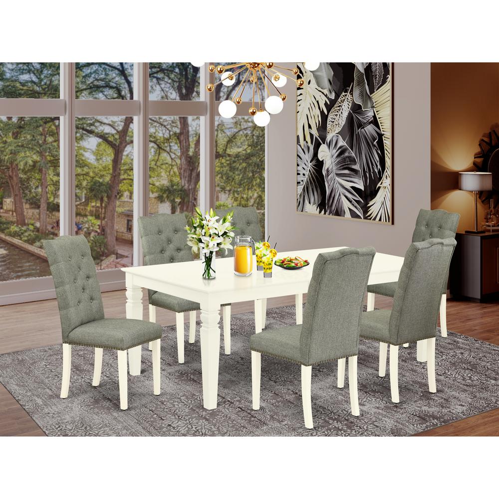 Dining Room Set Linen White, LGEL7-LWH-07