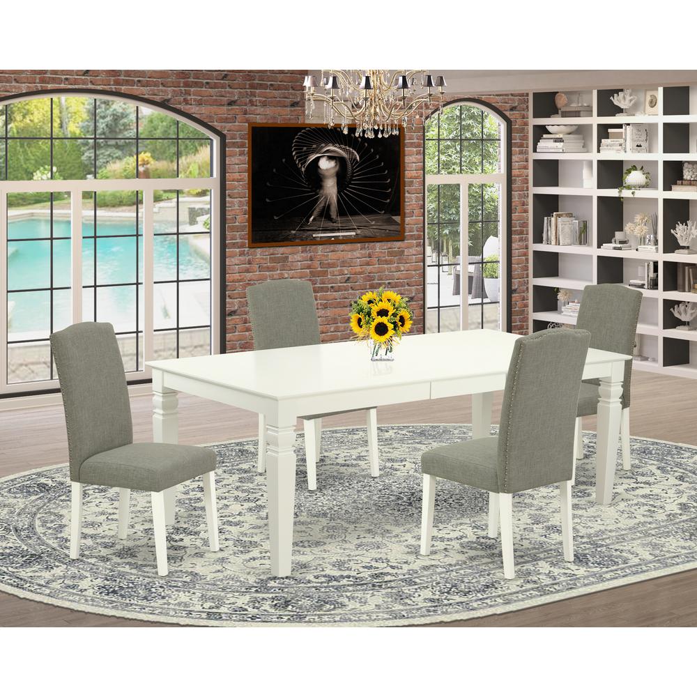 Dining Room Set Linen White, LGEN5-LWH-06