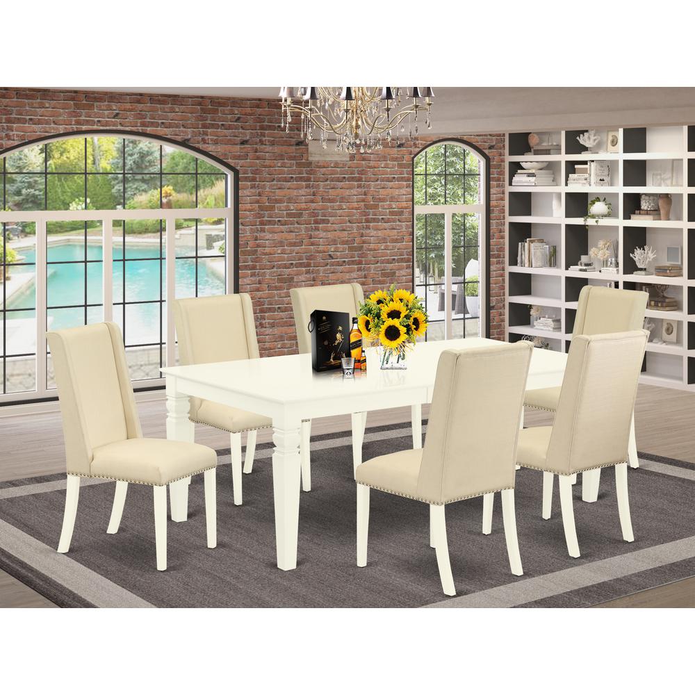 Dining Room Set Linen White, LGFL7-LWH-01
