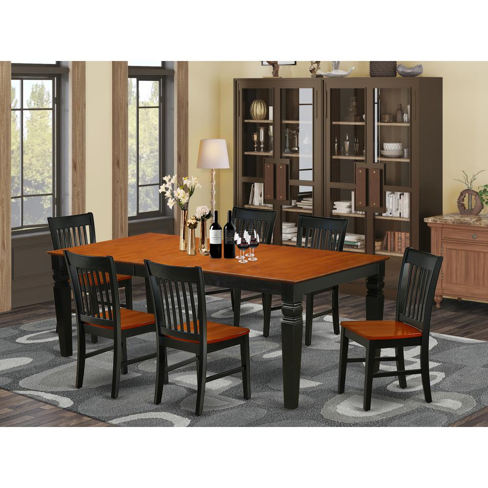 Dining Room Set Black & Cherry, LGNO7-BCH-W
