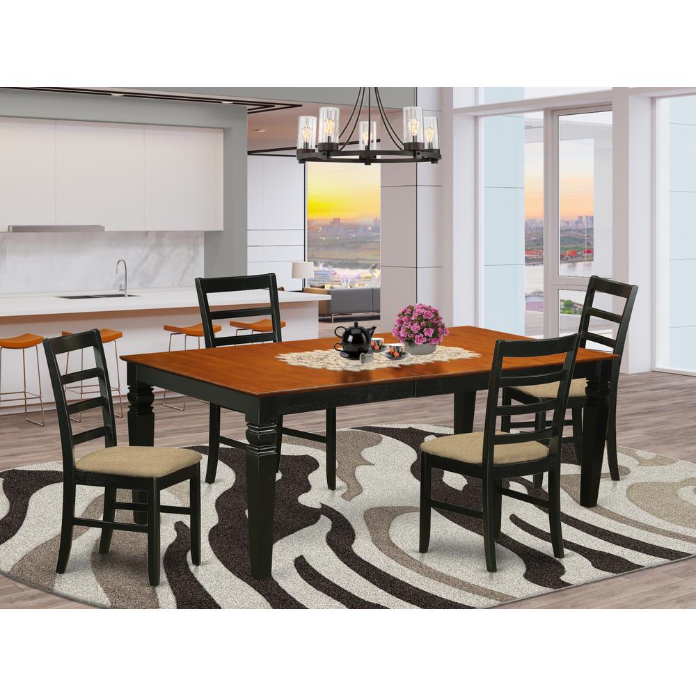 LGPF5-BCH-C 5 PC Dinette Table set with a Dining Table and 4 Dining Chairs in Black and Cherry