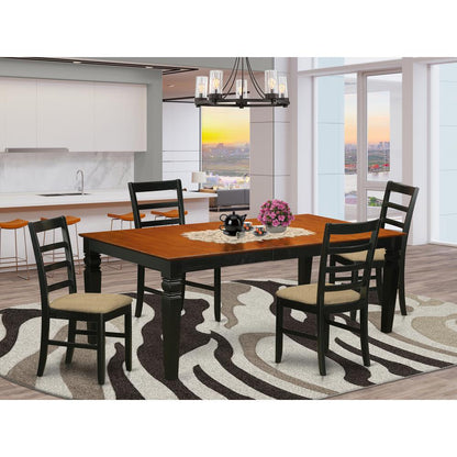 LGPF5-BCH-C 5 PC Dinette Table set with a Dining Table and 4 Dining Chairs in Black and Cherry