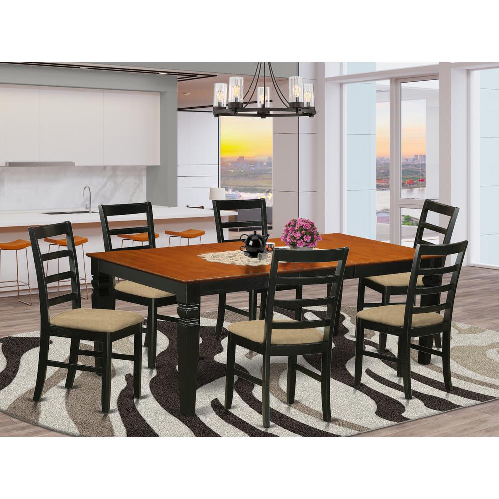 LGPF7-BCH-C 7 Pc Dining room set with a Dining Table and 6 Kitchen Chairs in Black and Cherry