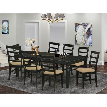 LGPF9-BLK-C 9 Pc Dining Room set with a Kitchen Table and 8 Kitchen Chairs in Black