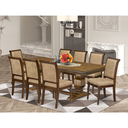 9 piece Kitchen Table Set includes a Dining Table and 8 Dark Grey Dinner Chairs