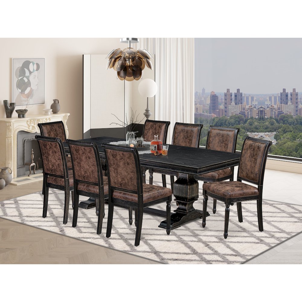 9 piece Modern Dining Table Set includes a Kitchen Table and 8 Dinner Chairs