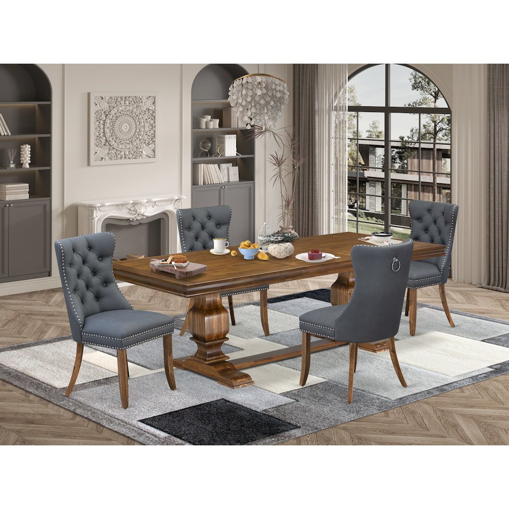 5 piece Dining Table Set includes a Kitchen Table and 4 PU Leather Dinner Chairs
