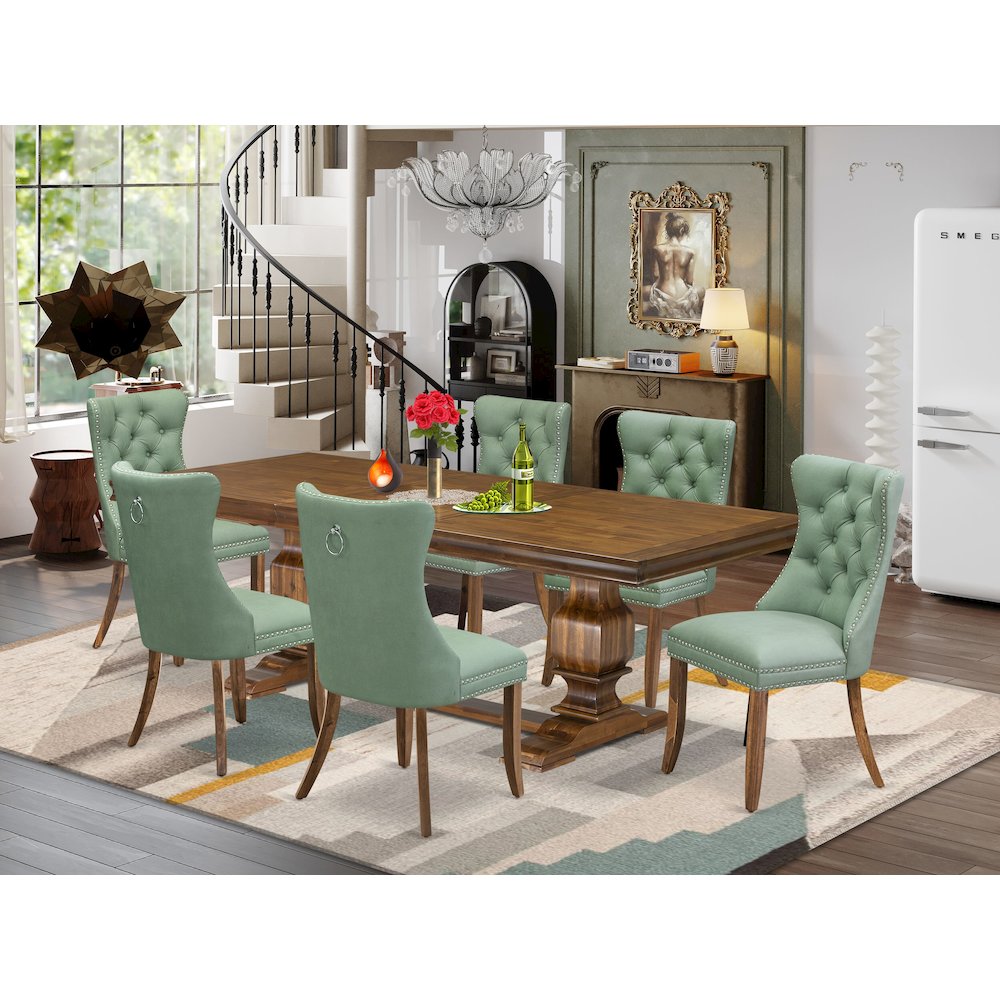 7 piece Kitchen Table Set includes a Dining Table and 6 PU Leather Dinner Chairs