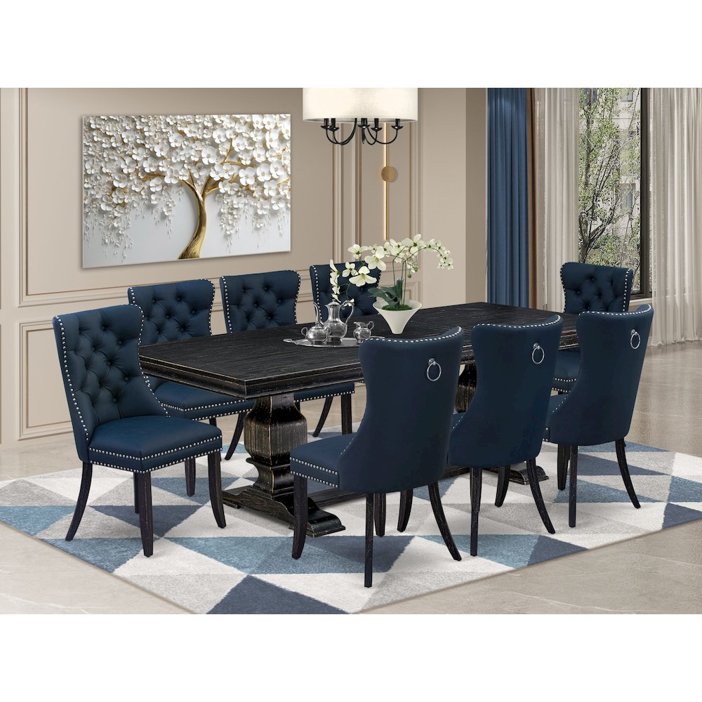 9 piece kitchen table set a rectangular table and 8 Faux Leather parson chairs