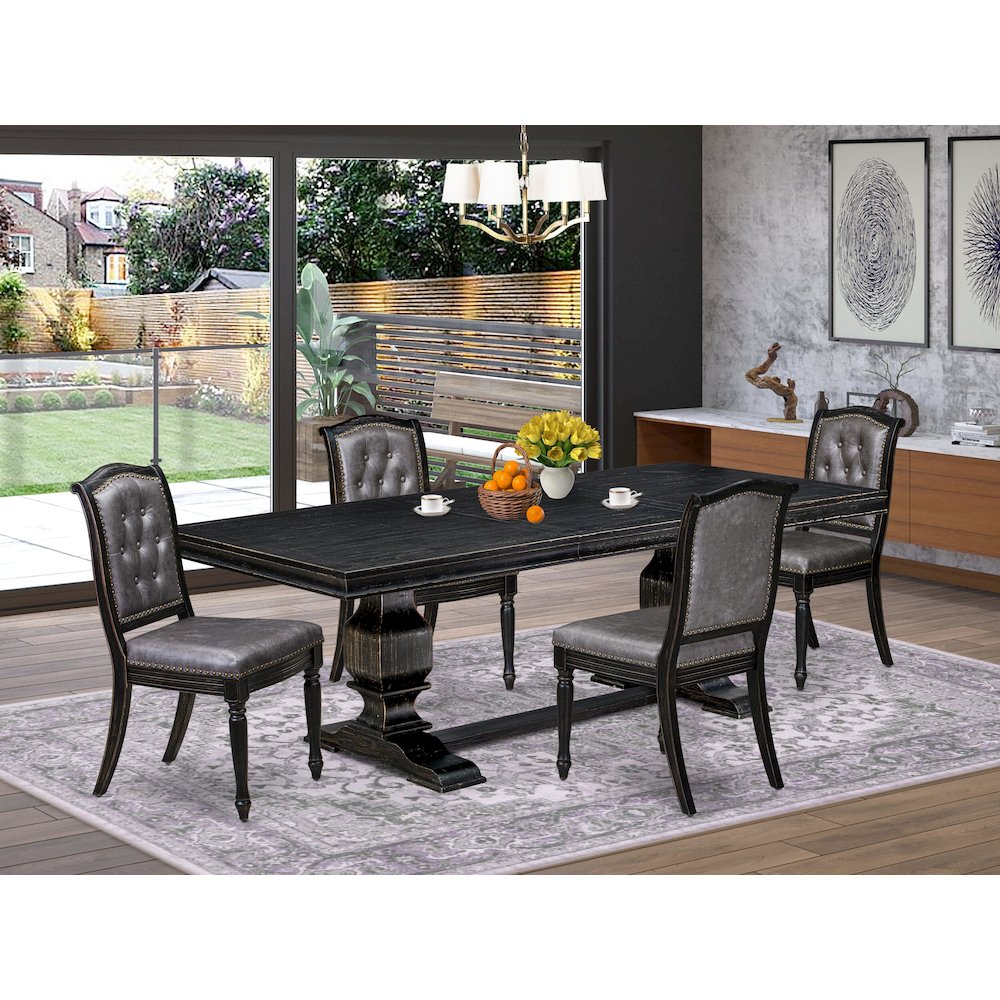 5 piece Kitchen Table Set consists of a Dinning Table and 4 Modern Chairs