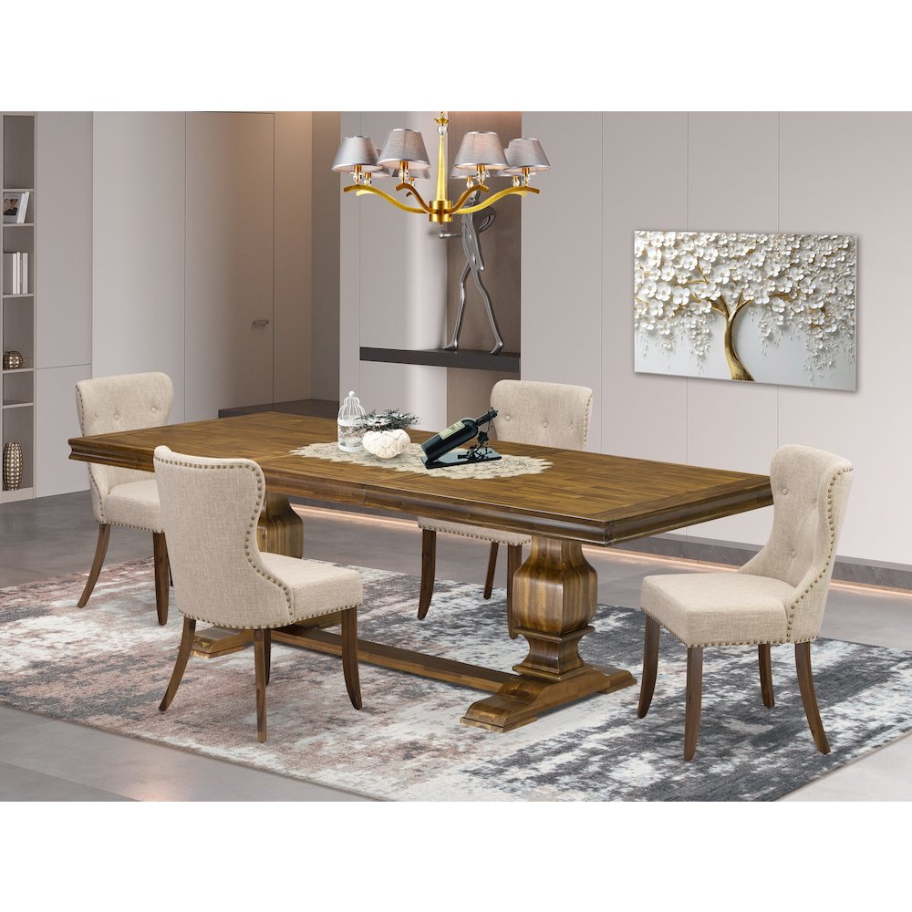 5 pc Mid Century Dining Set of a Modern Dining Table and 4 Modern Chairs