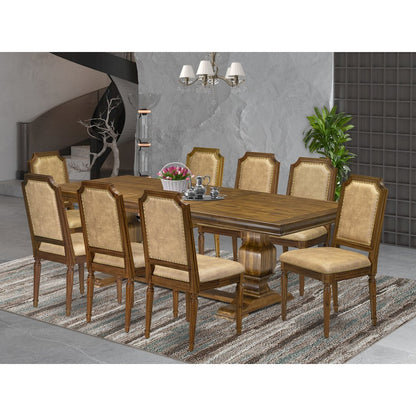 9 piece Dining Room Set of a Dining Table and 8 Dark Grey Kitchen Chairs