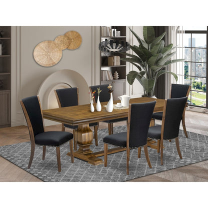 7 piece Mid Century Dining Table Set of a Kitchen Table and 6 Dinner Chairs