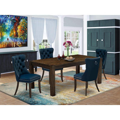 5 Piece Dinette Set Includes a Rectangle Rustic Wood Dining Table and 4 Chairs