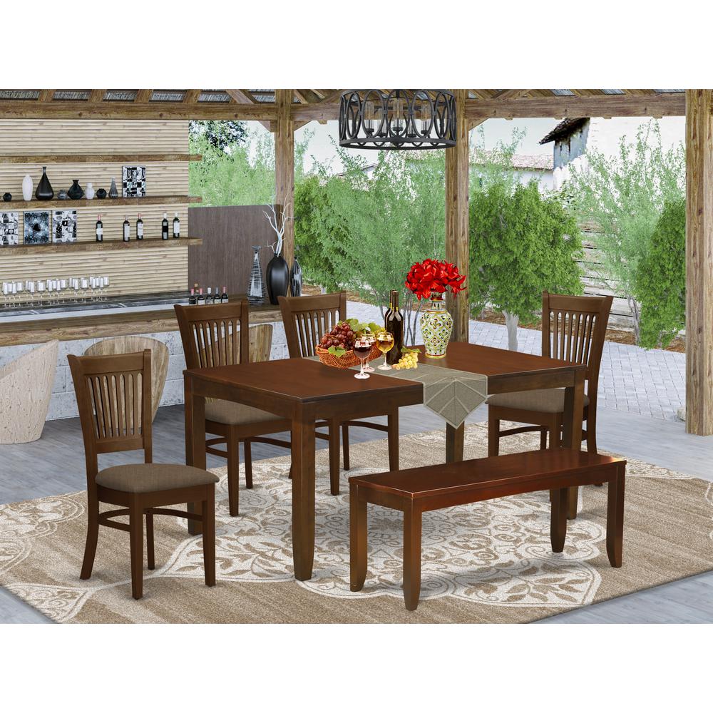 LYVA6-ESP-C 6 Pc set Dining Table with a 12in Leaf and 4 Padded Dinette Chairs Plus Bench
