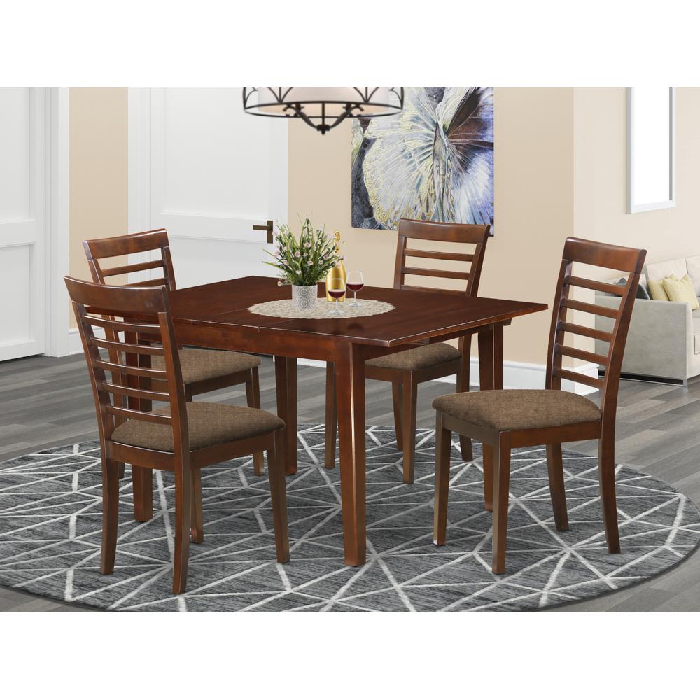 MILA5-MAH-C 5 Pc Kitchen nook Dining set-breakfast nook and 4 Dining Chairs in Mahogany
