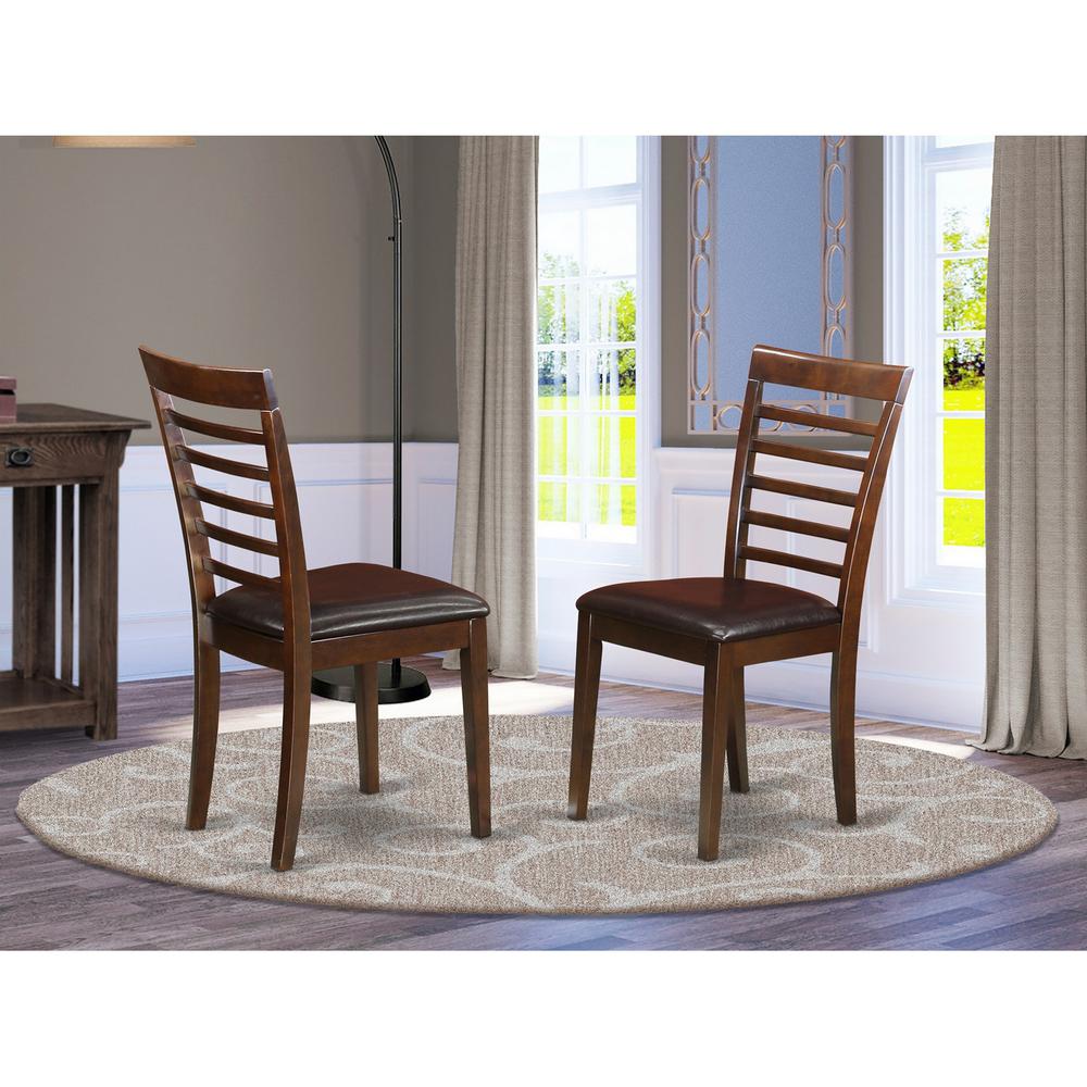 Milan Kitchen Chair with Faux Leather Seat - Mahogany Finish, Set of 2