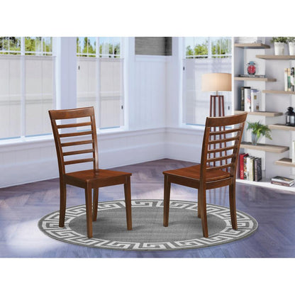Milan  Chair  with  Wood  Seat  -  Mahogany  Finish,  Set  of  2